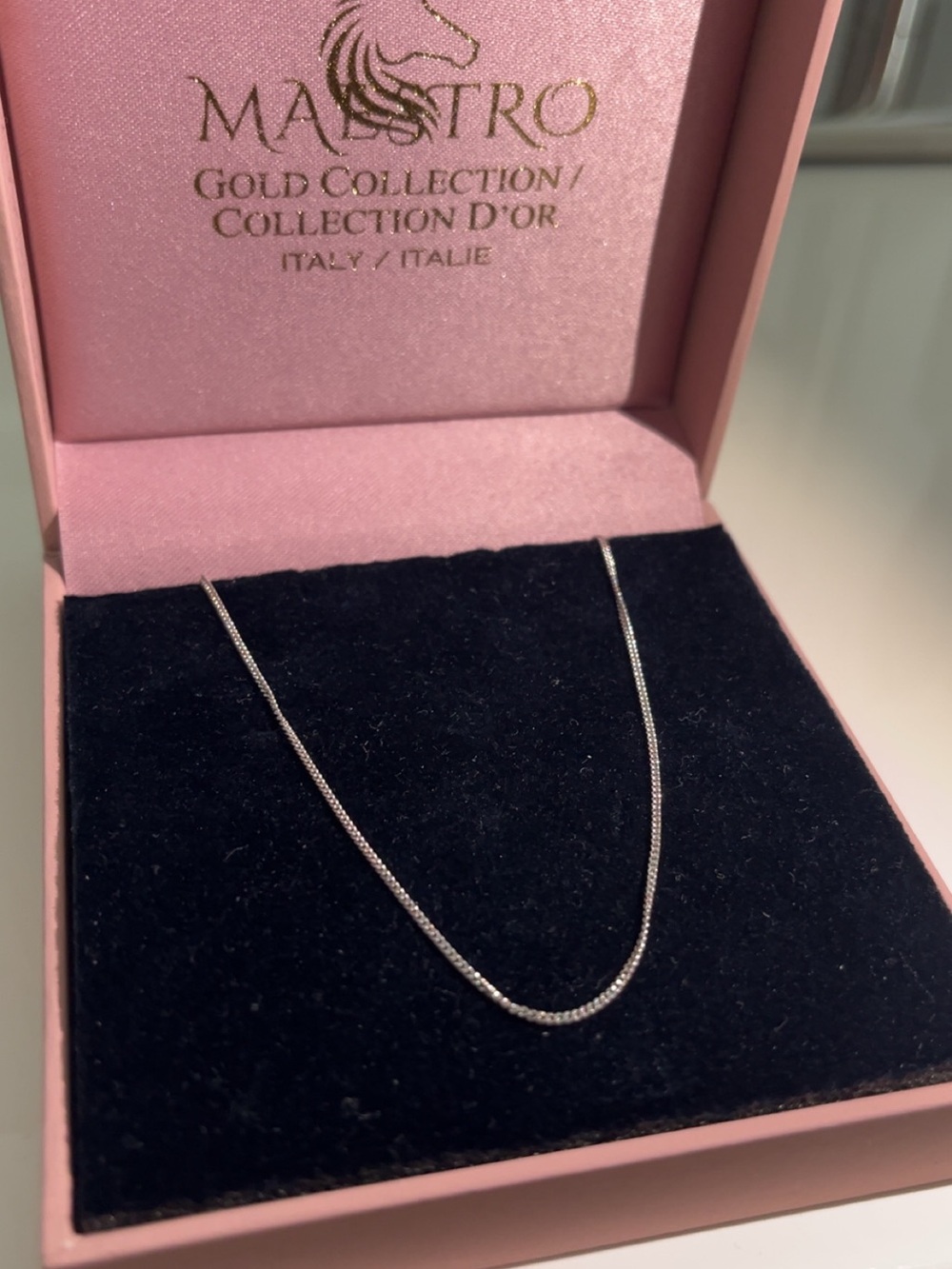 Maestro Italian solid 10k white gold curb Chain Necklace - Picture 2 of 8
